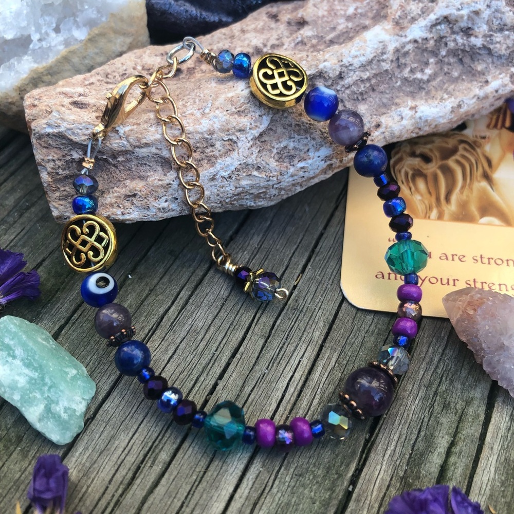 Pallas Athene Asteroid Beaded Gemstone Bracelet